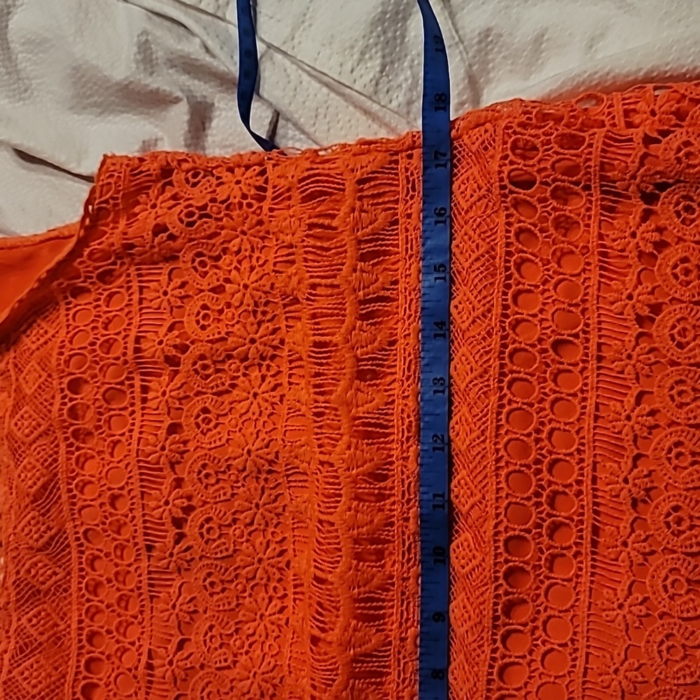 MACRAME boho y2k neon tangerine pull on detail hem dress - Picture 7 of 10